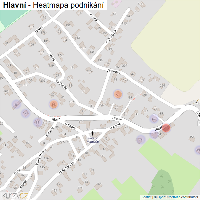 Mapa Hlavní - Firmy v ulici.