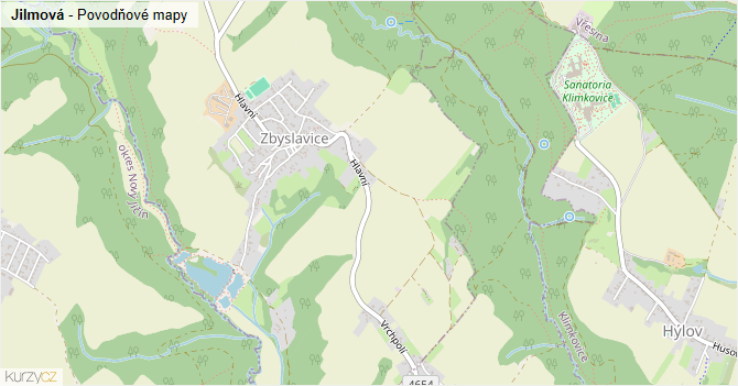 Jilmová - záplavové mapy stoleté vody