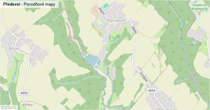 Předevsí - záplavové mapy stoleté vody