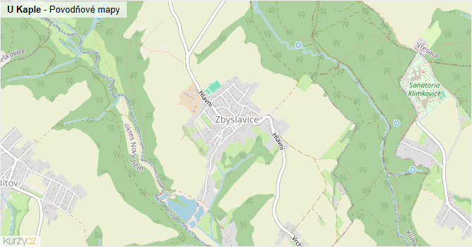 U Kaple - záplavové mapy stoleté vody