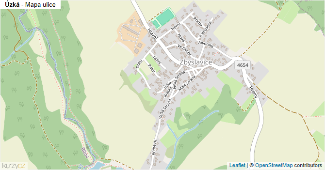 Úzká - mapa ulice