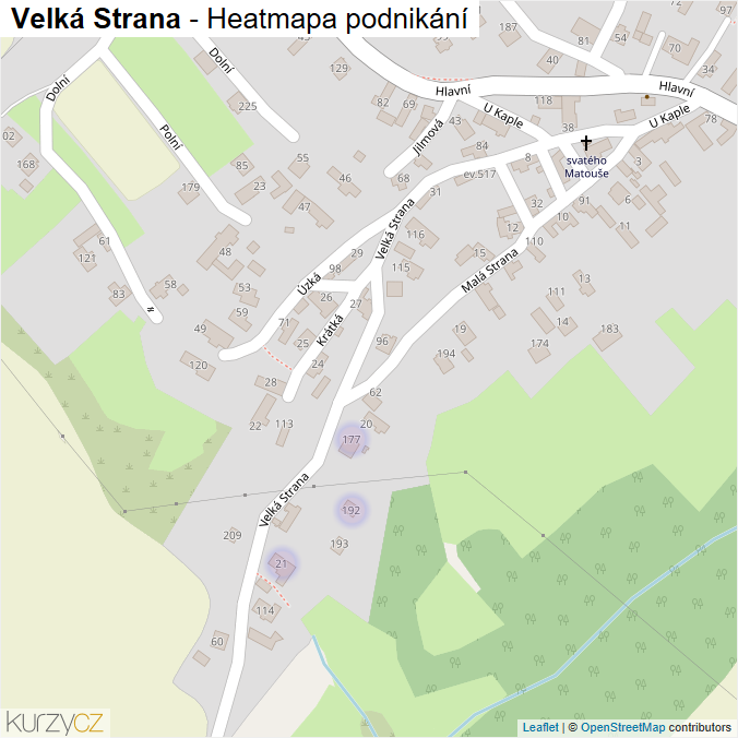 Mapa Velká Strana - Firmy v ulici.