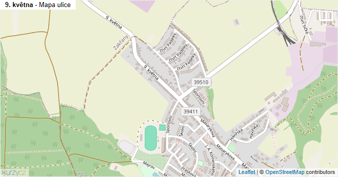 9. května - mapa ulice
