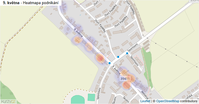 9. května - mapa podnikání