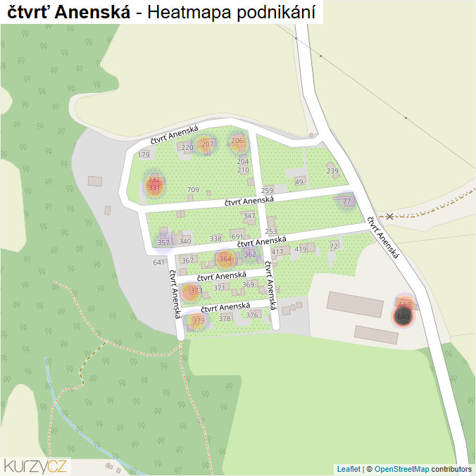 Mapa čtvrť Anenská - Firmy v ulici.