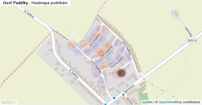 čtvrť Padělky - mapa podnikání