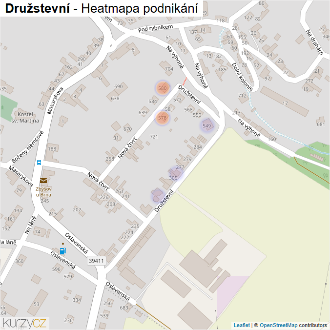Mapa Družstevní - Firmy v ulici.