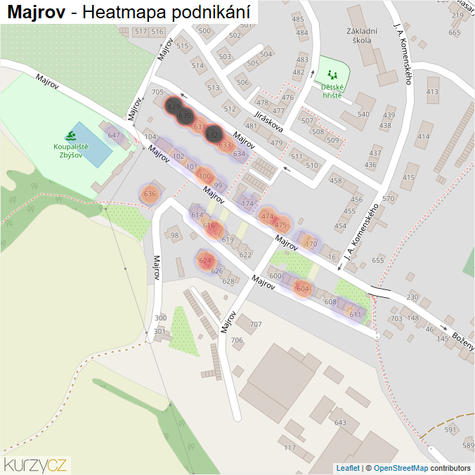 Mapa Majrov - Firmy v ulici.