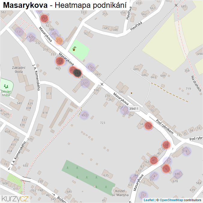 Mapa Masarykova - Firmy v ulici.