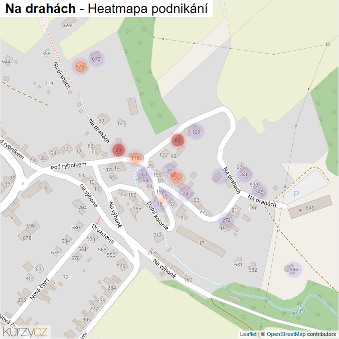 Mapa Na drahách - Firmy v ulici.
