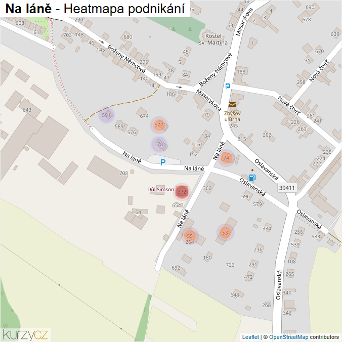 Mapa Na láně - Firmy v ulici.