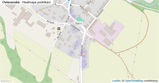 Oslavanská - mapa podnikání