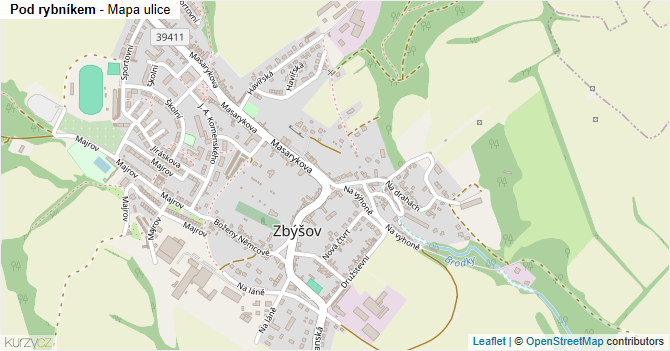Pod rybníkem - mapa ulice
