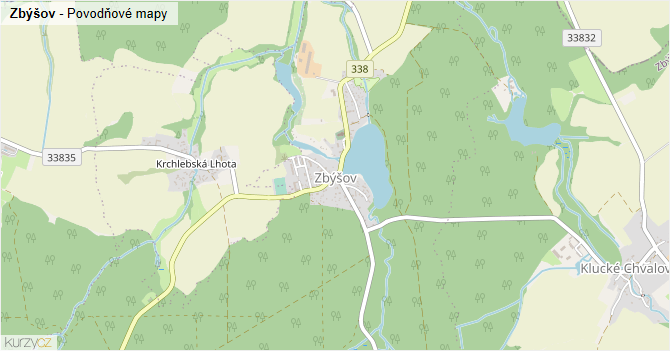 Zbýšov - záplavové mapy stoleté vody