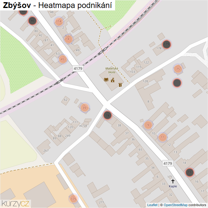 Mapa Zbýšov - Firmy v obci.