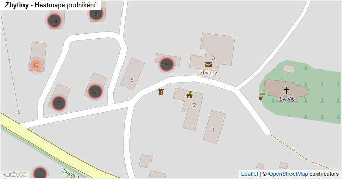 Zbytiny - mapa podnikání