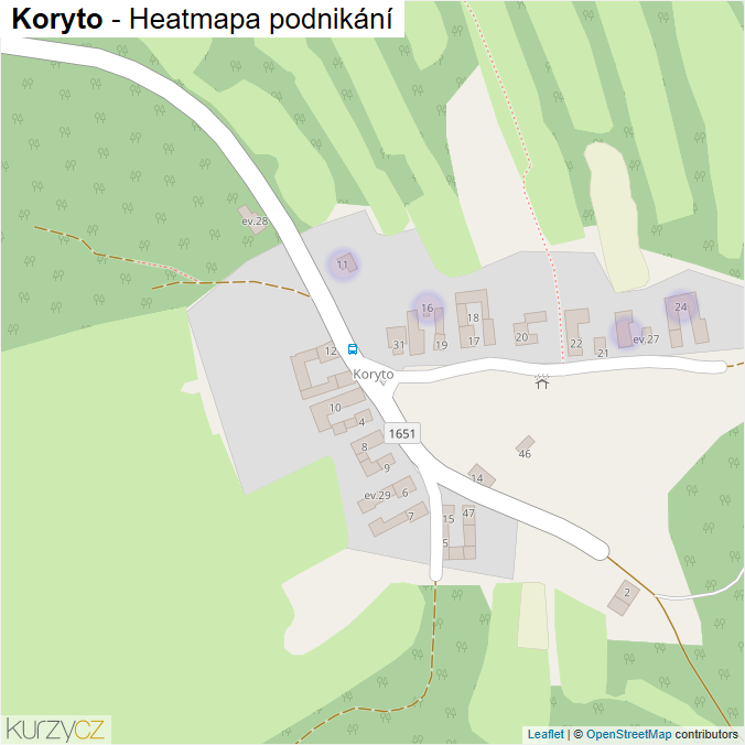 Mapa Koryto - Firmy v části obce.