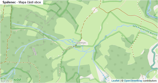 Spálenec - mapa části obce