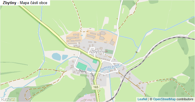Zbytiny - mapa části obce