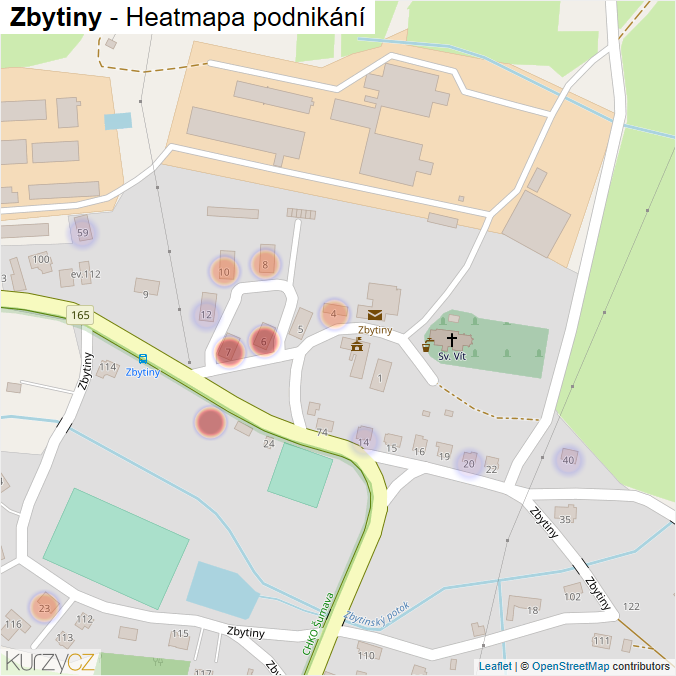 Mapa Zbytiny - Firmy v části obce.