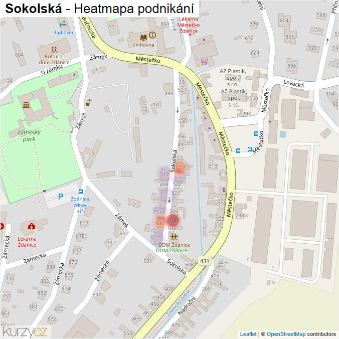 Mapa Sokolská - Firmy v ulici.