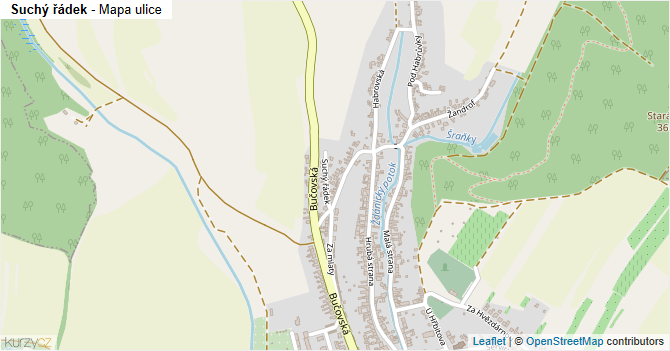 Suchý řádek - mapa ulice