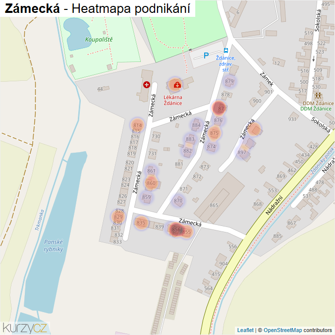 Mapa Zámecká - Firmy v ulici.