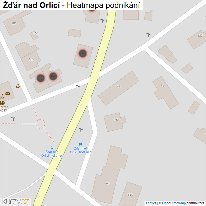 Mapa Žďár nad Orlicí - Firmy v obci.