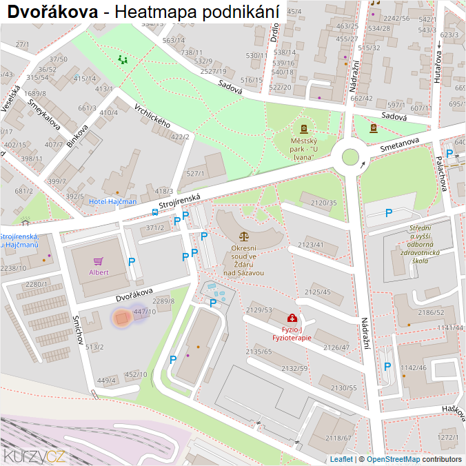 Mapa Dvořákova - Firmy v ulici.