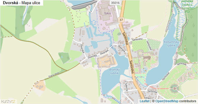 Dvorská - mapa ulice