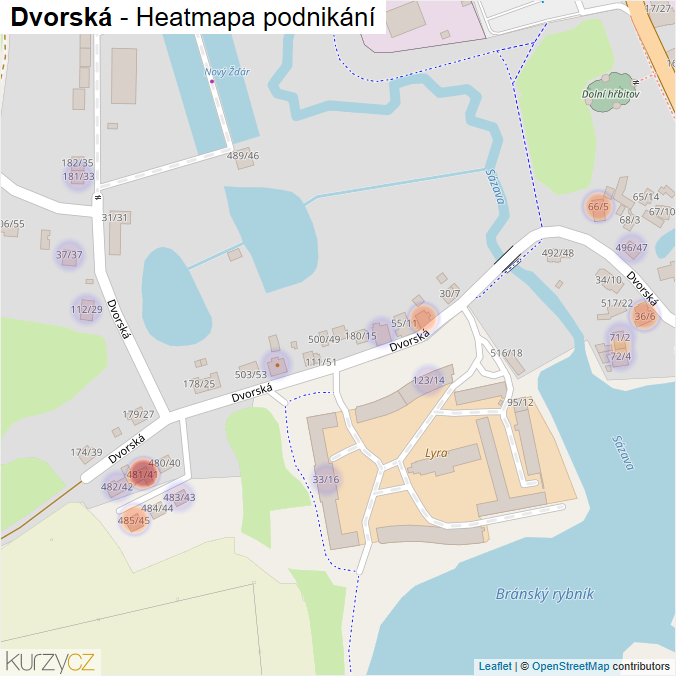 Mapa Dvorská - Firmy v ulici.