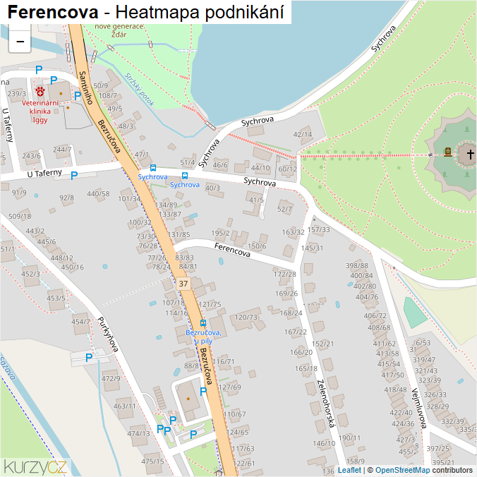 Mapa Ferencova - Firmy v ulici.
