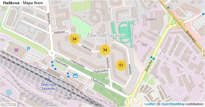 Haškova - mapa firem