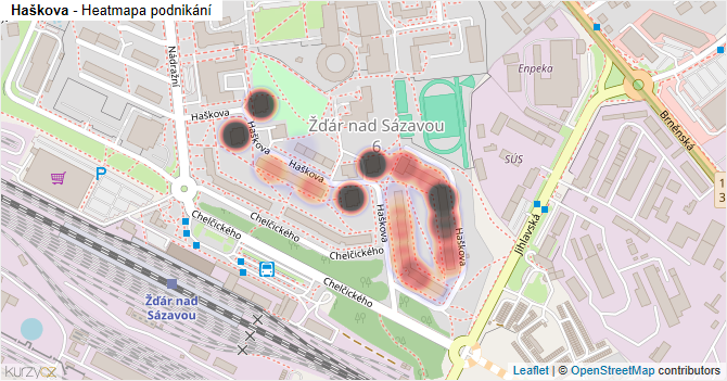 Haškova - mapa podnikání