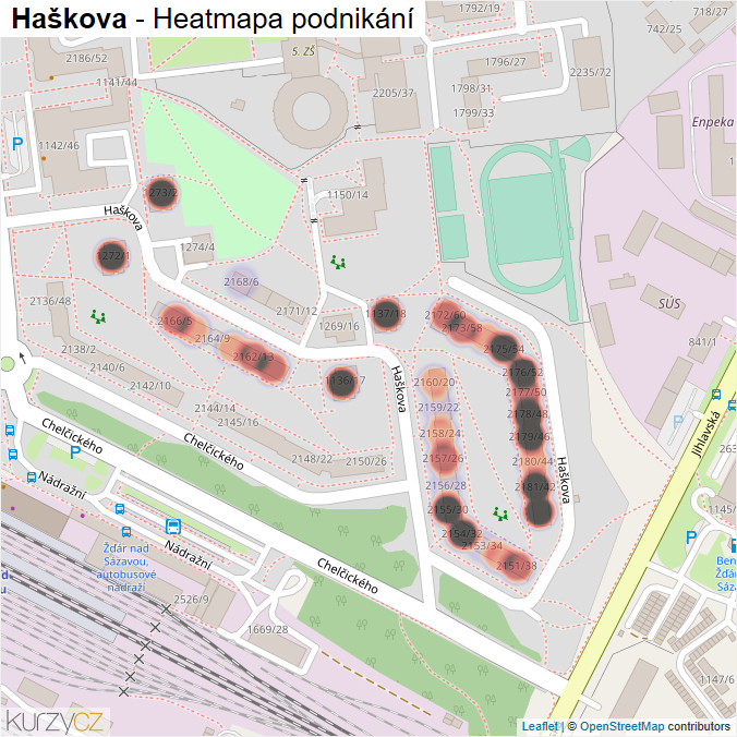 Mapa Haškova - Firmy v ulici.