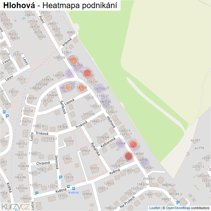 Mapa Hlohová - Firmy v ulici.