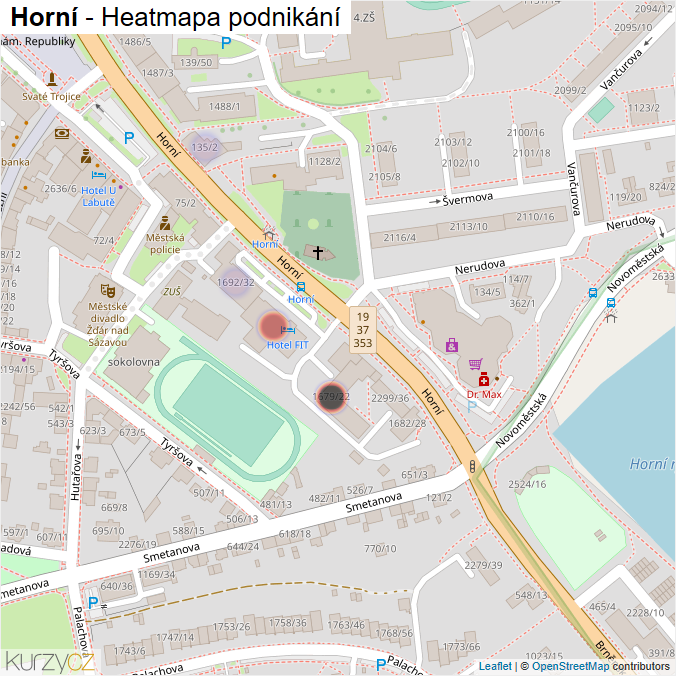 Mapa Horní - Firmy v ulici.