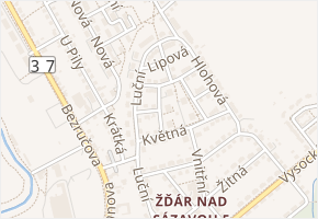 Javorová v obci Žďár nad Sázavou - mapa ulice