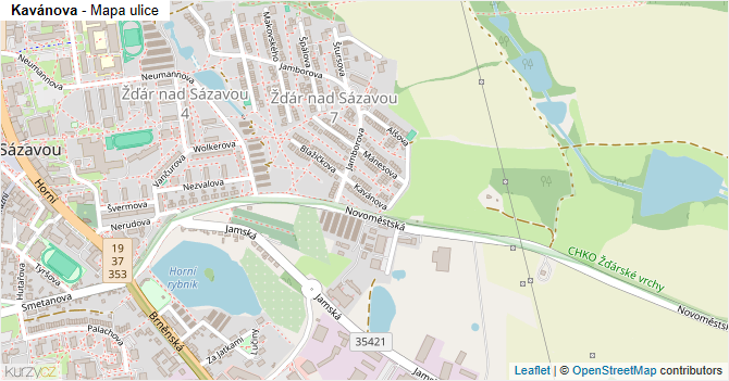 Kavánova - mapa ulice