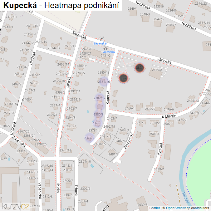 Mapa Kupecká - Firmy v ulici.