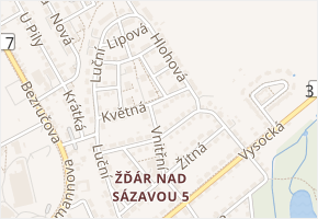 Květná v obci Žďár nad Sázavou - mapa ulice