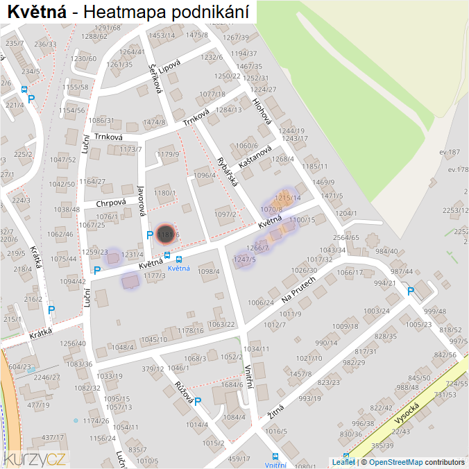 Mapa Květná - Firmy v ulici.