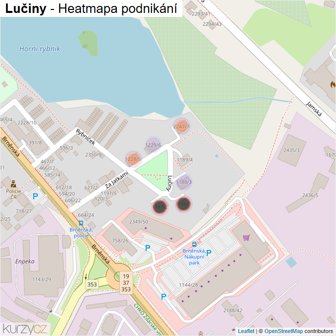 Mapa Lučiny - Firmy v ulici.