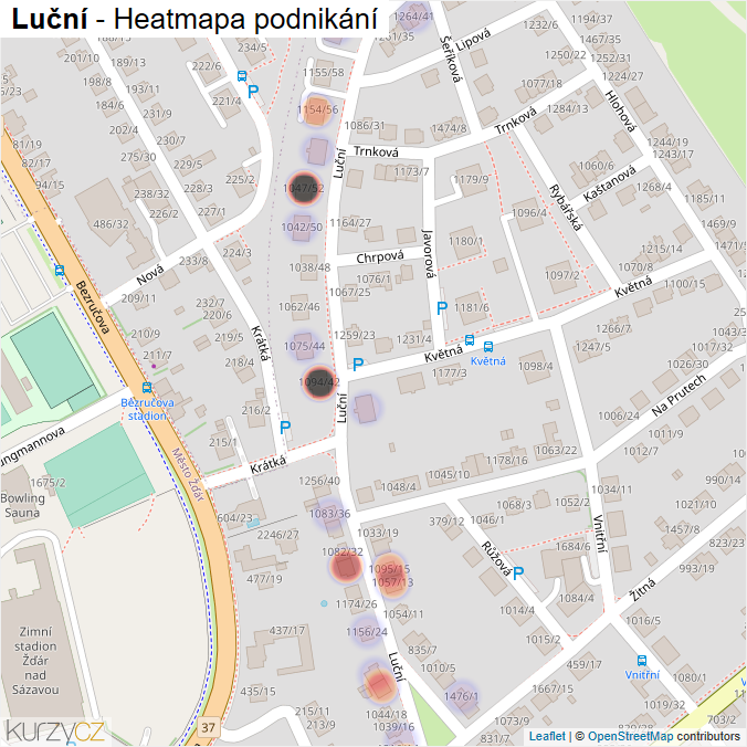 Mapa Luční - Firmy v ulici.