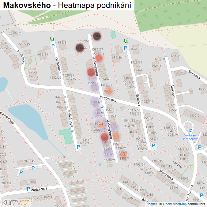 Mapa Makovského - Firmy v ulici.