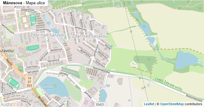Mánesova - mapa ulice