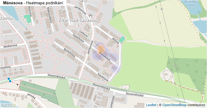 Mánesova - mapa podnikání