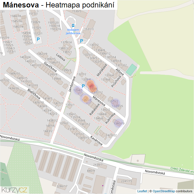 Mapa Mánesova - Firmy v ulici.