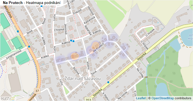 Na Prutech - mapa podnikání