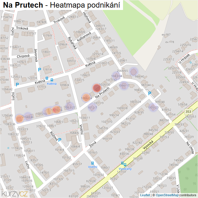 Mapa Na Prutech - Firmy v ulici.